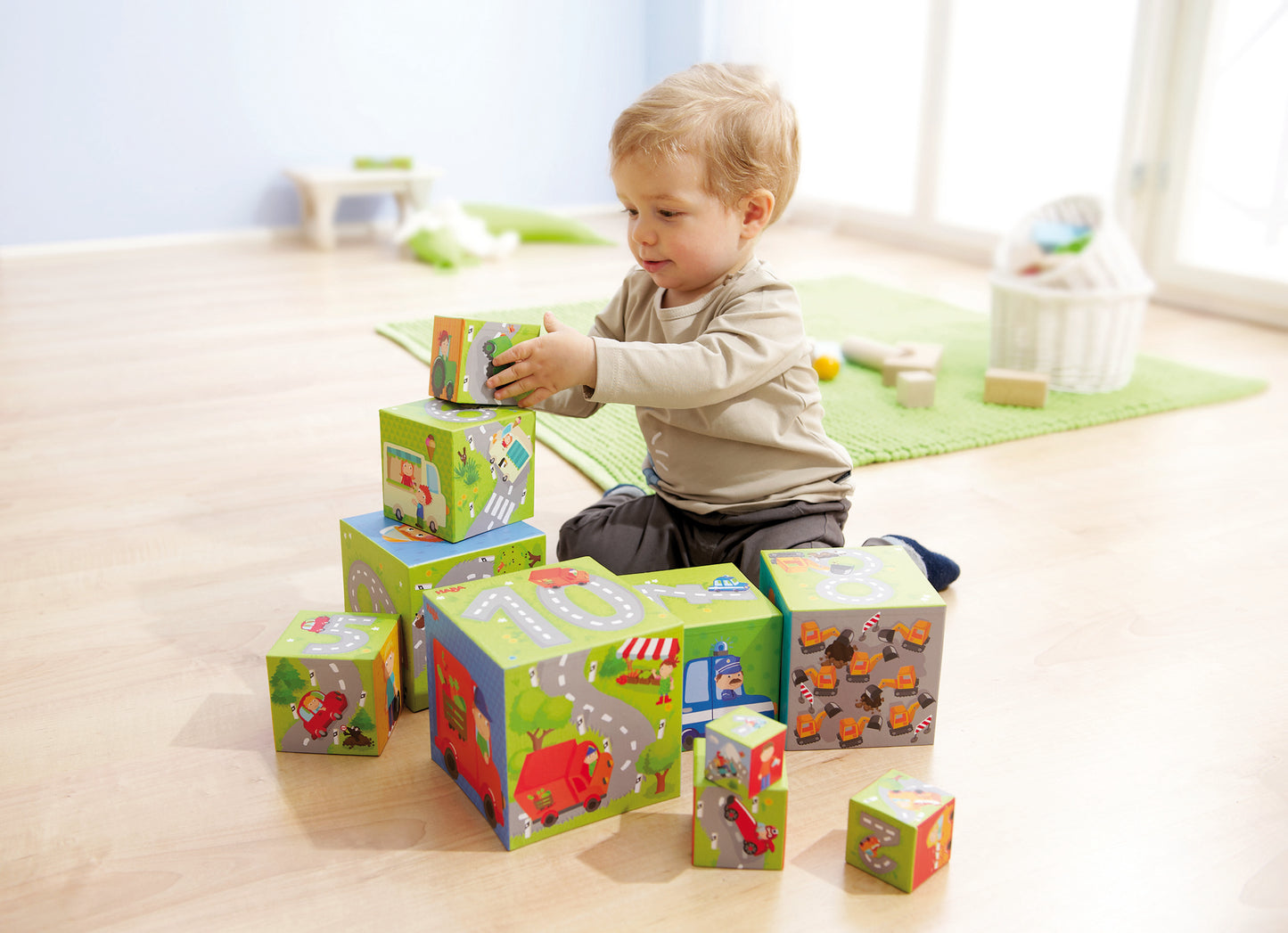 スタックキューブ・のりもの (HABA社・ドイツ)