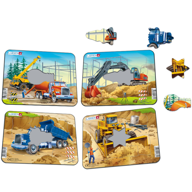 パズルミニ4枚セット はたらく車 ラーセン(ノルウェー)