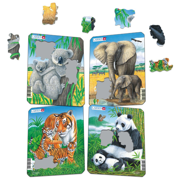 パズルミニ4枚セット 動物の親子 ラーセン(ノルウェー)
