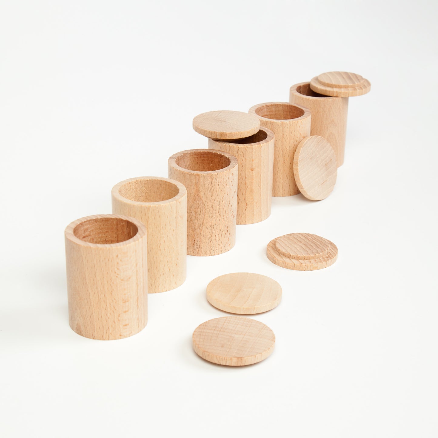 6カップふた付き 白木 Natural cups with cover 【8月入荷予定・予約】 ◆16-136 グラパット GRAPAT