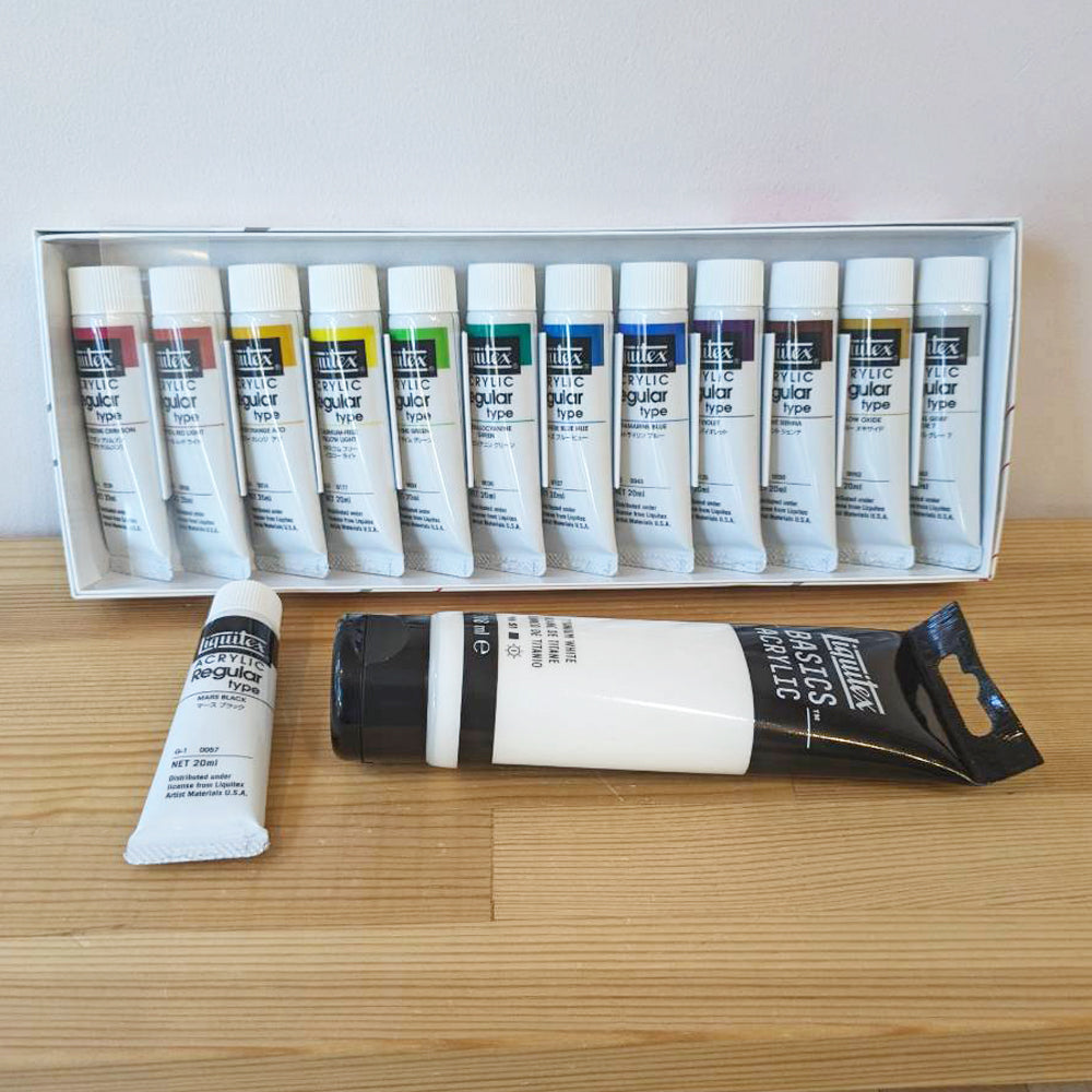 リキテックス「わくわく創造アトリエセット」+ホワイト＆ブラック  Liquitex 絵の具セット アクリル絵の具　