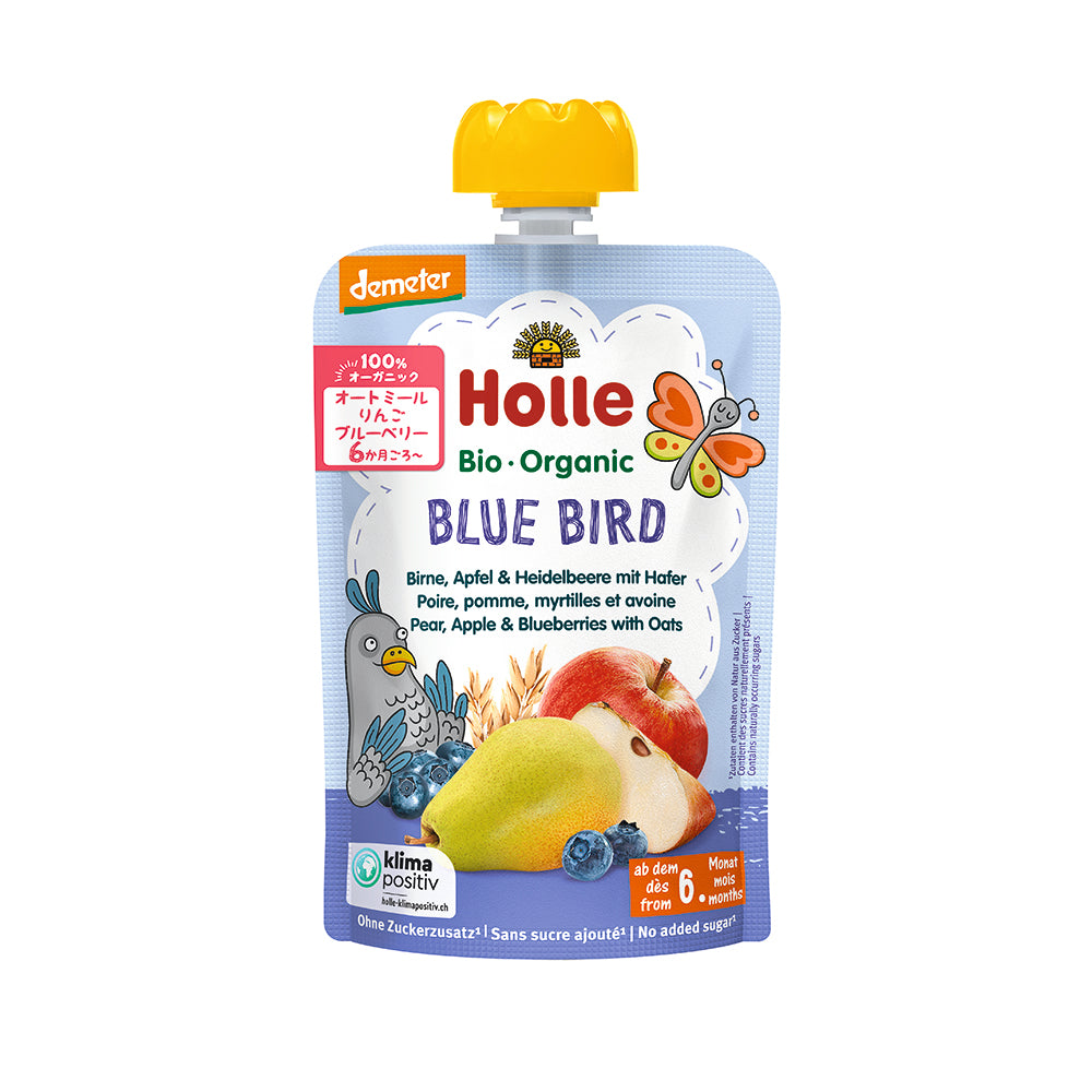 ホレ　有機ベビースムージー　ブルーバード（洋ナシ・りんご・ブルーベリー・オートミール）離乳食　Holle 【乳児用企画適用食品】6カ月～（スイス）