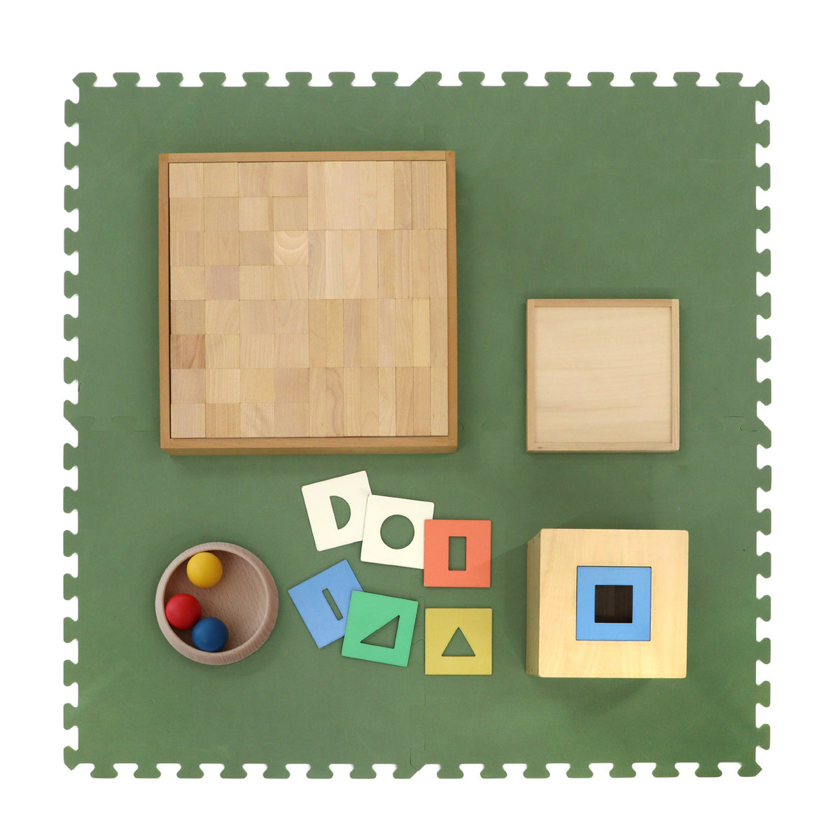 【予約・2027年2月頃入荷分】WAKU-BLOCK HOP（プレイカーペット4枚付き）童具館 215023  立方体 直方体 積木 積み木 ボール WAKU