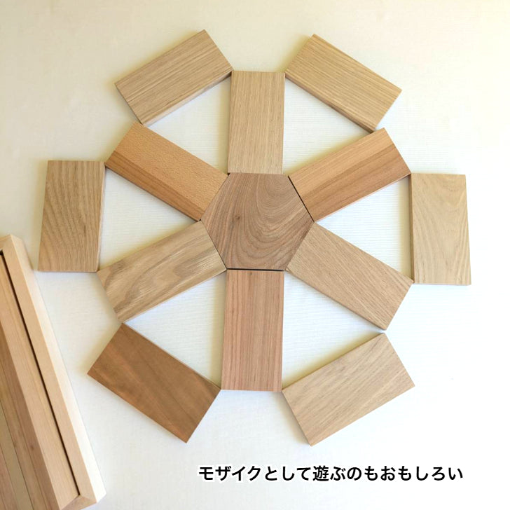 【ゆうぼで組んだ】 WAKU-BLOCK45 G100 B 1/4セット（わくわくトレイ付き） 童具館 積み木 長板 2倍 4倍 数量限定　202293-1/4t
