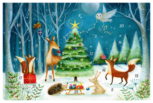 ツリーと動物　［アドベントカード］ KV2507 アドベントカレンダー クリスマス